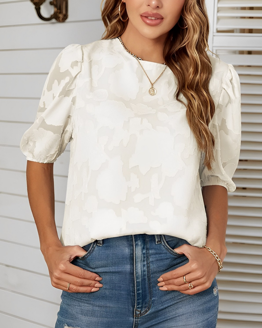 Bluse - schiere Blumenstextur - eleganter Alltagsstil 1