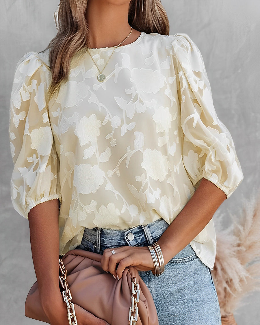 Bluse - schiere Blumenstextur - eleganter Alltagsstil 5