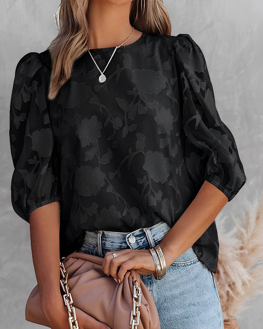 Bluse - schiere Blumenstextur - eleganter Alltagsstil 7