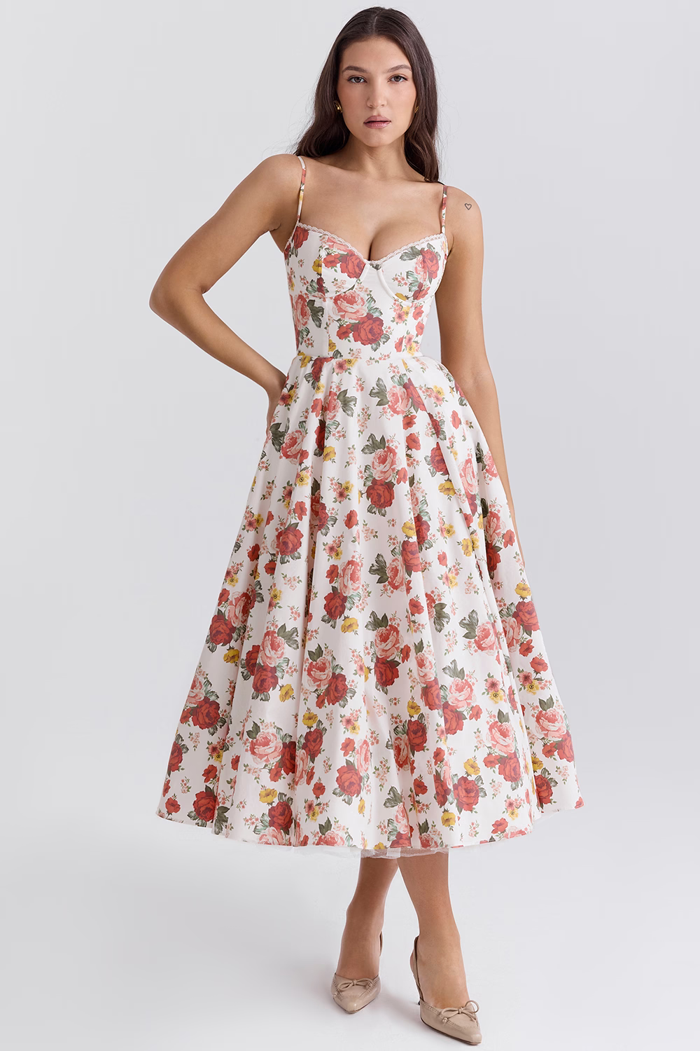 Fit & Flare Midi Kleid-Bustier Mieder-Vintage-inspirierte Eleganz 11