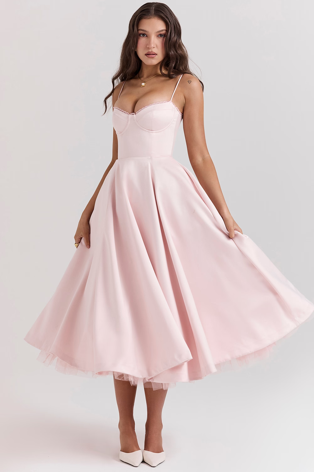 Fit & Flare Midi Kleid-Bustier Mieder-Vintage-inspirierte Eleganz 3