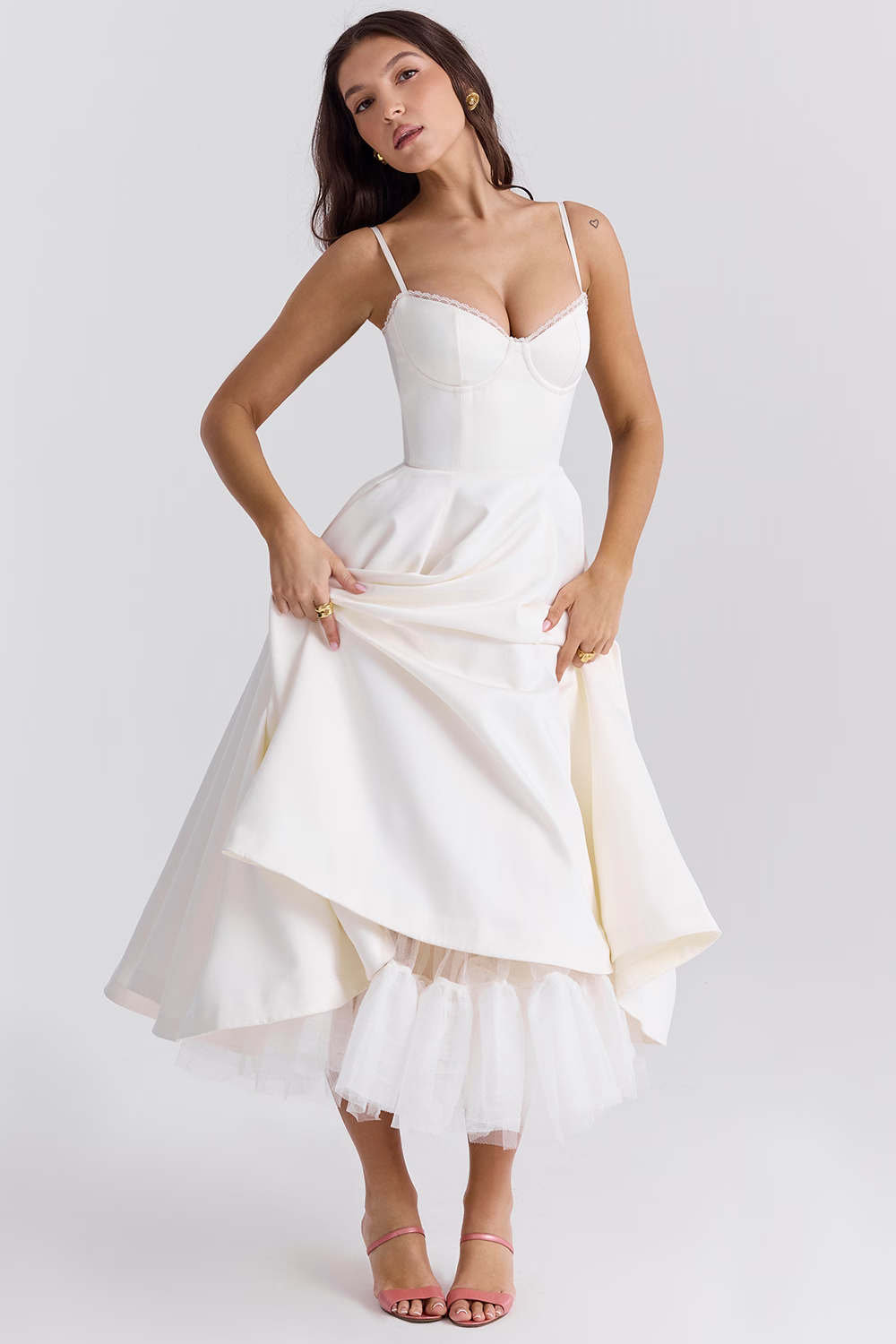 Fit & Flare Midi Kleid-Bustier Mieder-Vintage-inspirierte Eleganz 5