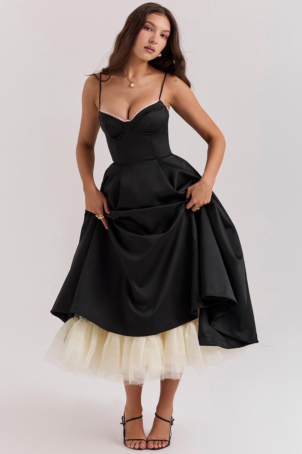 Fit & Flare Midi Kleid-Bustier Mieder-Vintage-inspirierte Eleganz 7
