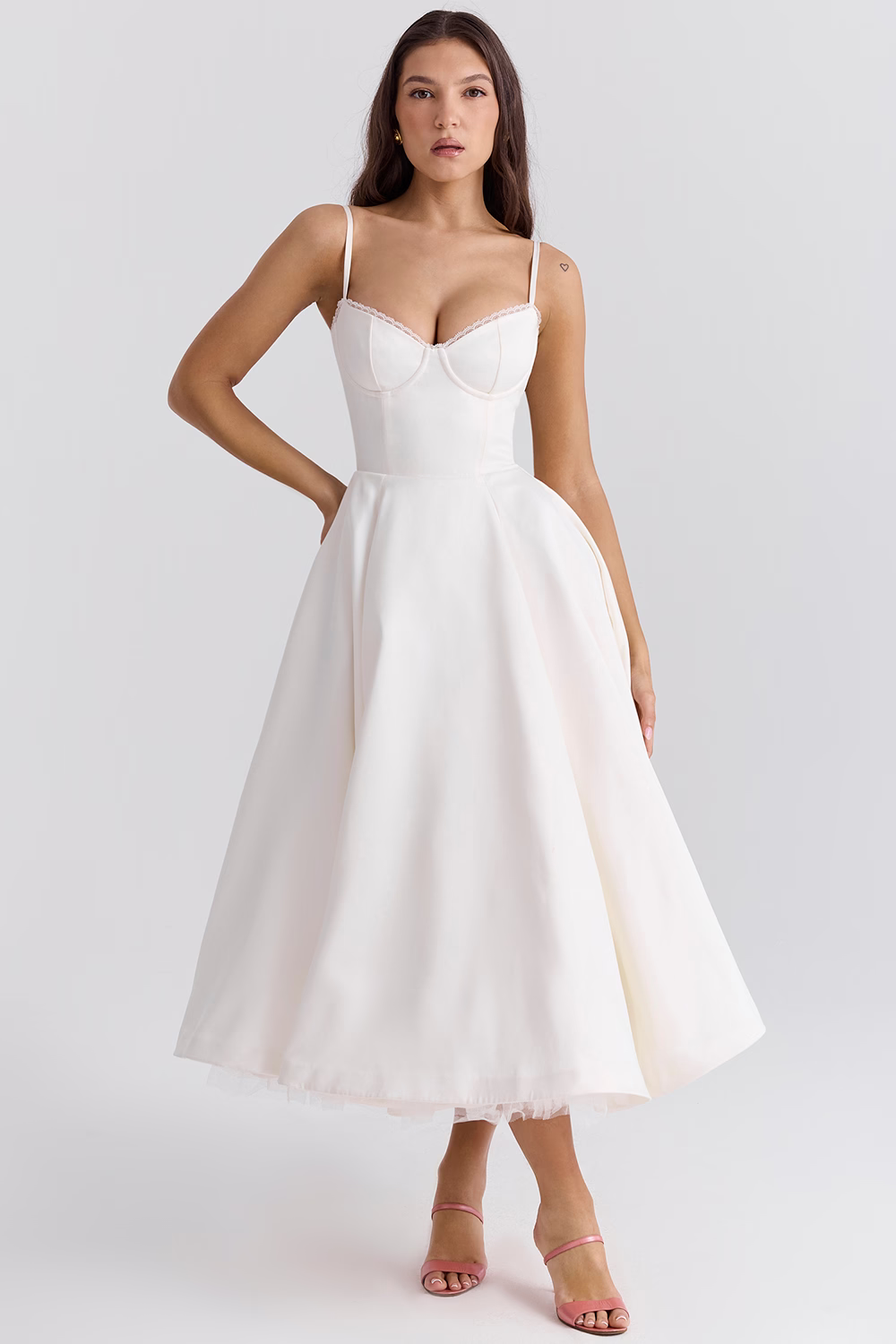 Fit & Flare Midi Kleid-Bustier Mieder-Vintage-inspirierte Eleganz 9