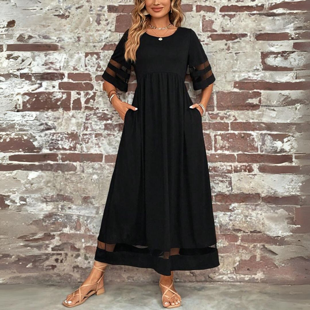 Maxi -Kleid - schiere Panel -Ärmel - elegantes lässiges Look 2