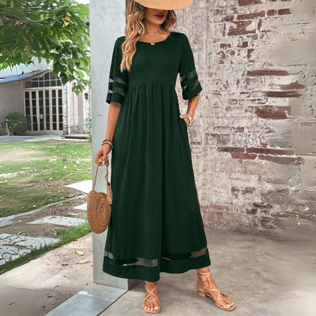Maxi -Kleid - schiere Panel -Ärmel - elegantes lässiges Look 5