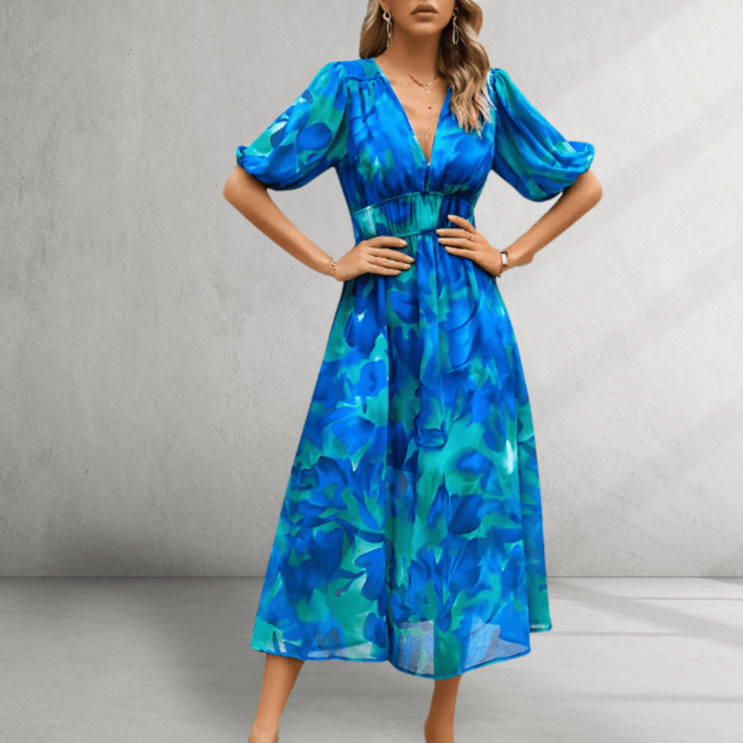 Midi Kleid - Blumendruck - elegante Gelegenheit 4