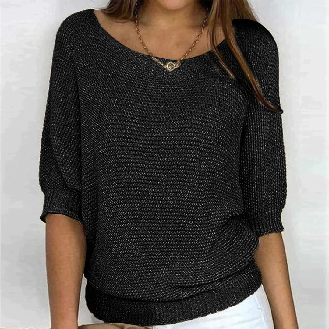 Strickbluse - Metallic -Faden - lässiger Winter -Look 0