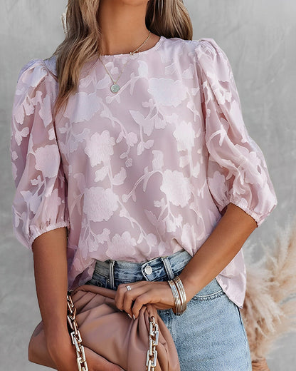 Bluse - schiere Blumenstextur - eleganter Alltagsstil 4