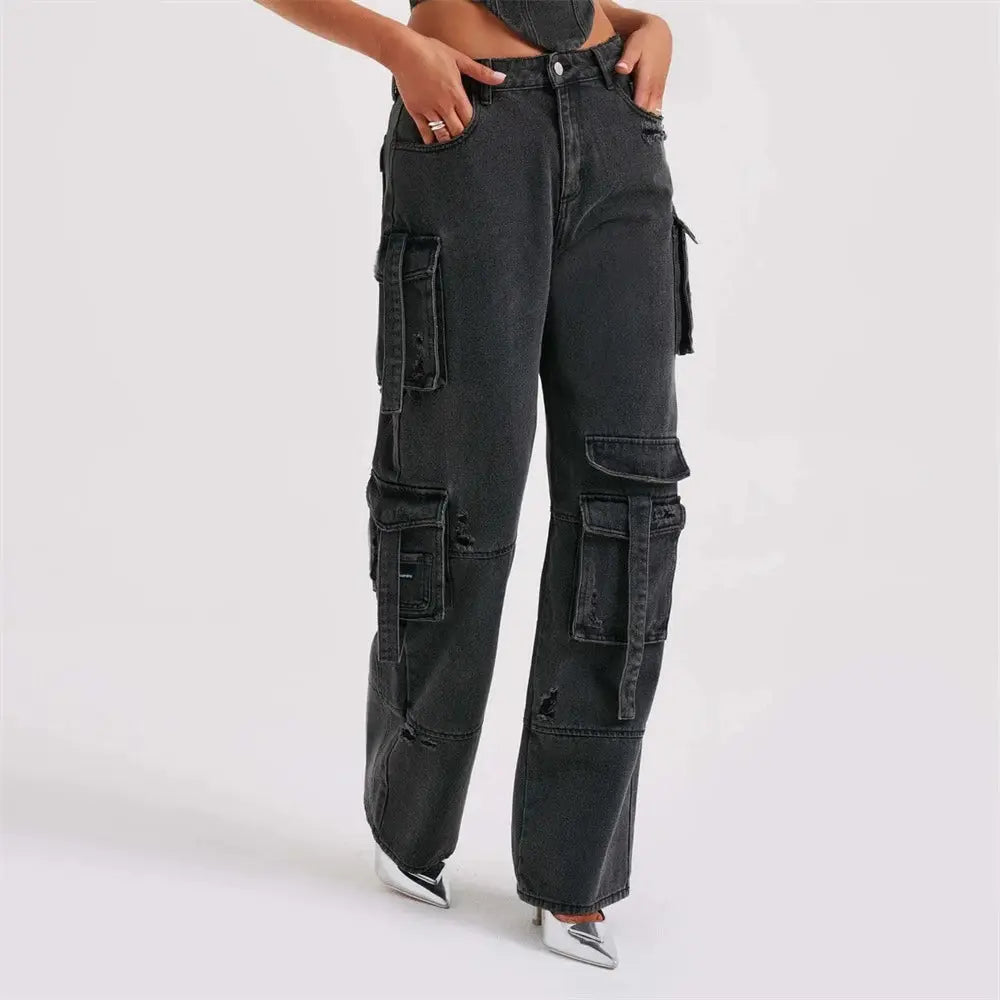 Klassische Cargo-Jeans Für Damen