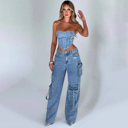 Klassische Cargo-Jeans Für Damen