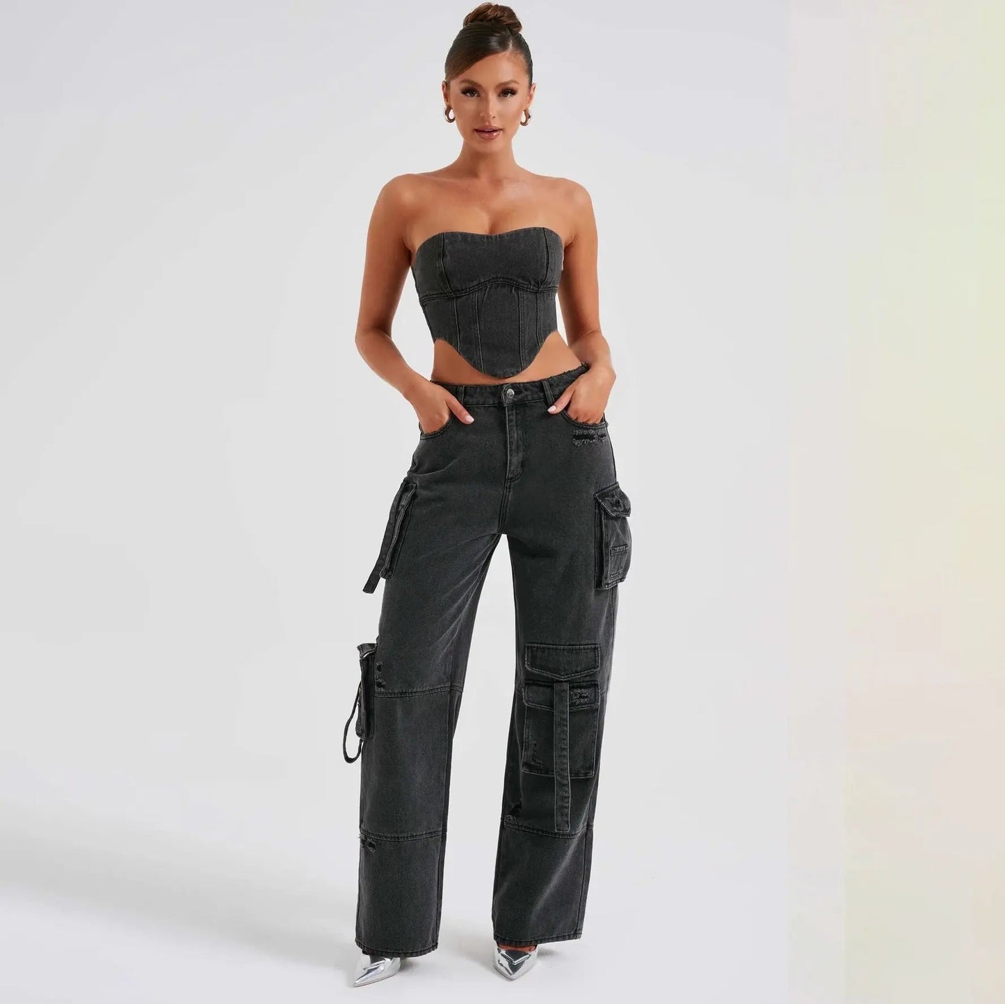 Klassische Cargo-Jeans Für Damen