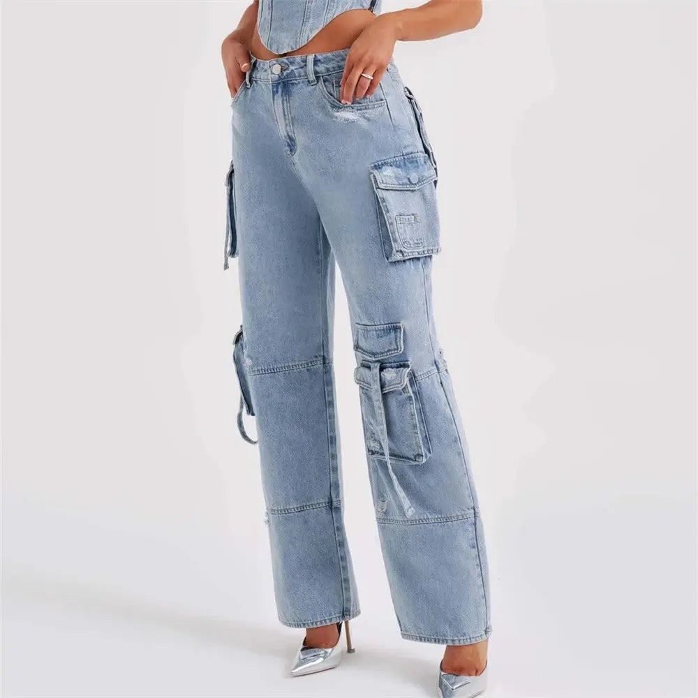 Klassische Cargo-Jeans Für Damen