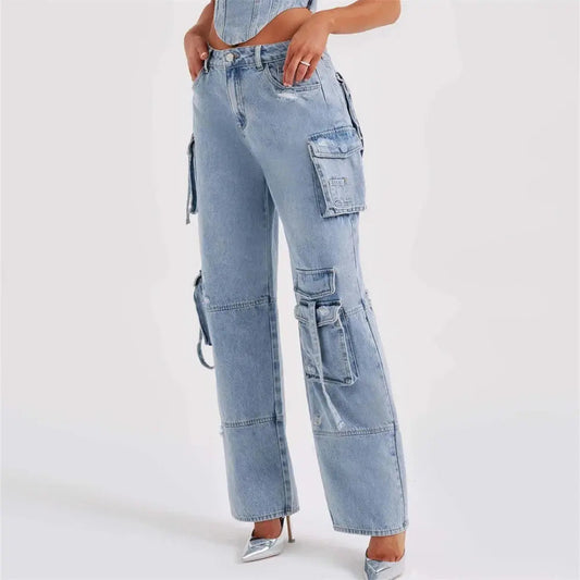 Klassische Cargo-Jeans Für Damen