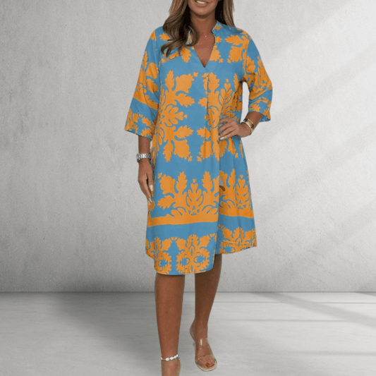 Knielangkleid-kühner Blumendruck-Entspannter Sommerpass 0