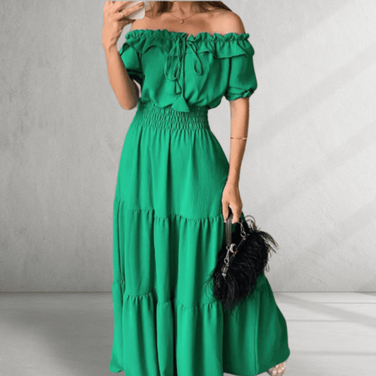 Maxi-Kleid-Off-Shoulder-gestufter Stil 0