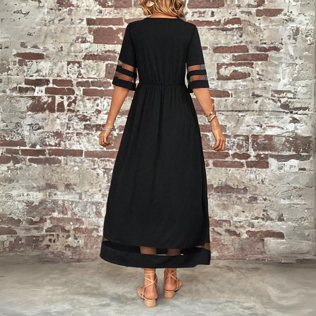 Maxi -Kleid - schiere Panel -Ärmel - elegantes lässiges Look 3