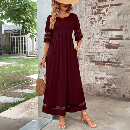Maxi -Kleid - schiere Panel -Ärmel - elegantes lässiges Look 4