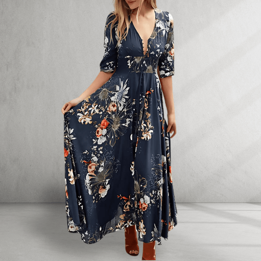 Maxikleid - Blumendruck - elegante fließende Passform 0