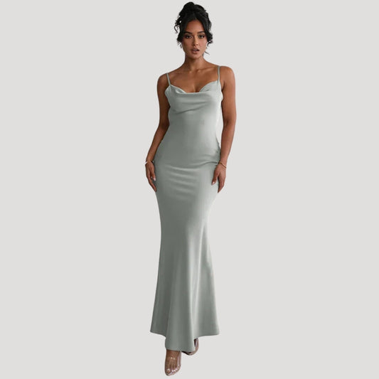 Maxikleid - Motorhöhlenhals - Eleganter Hochzeitsgaststil 0