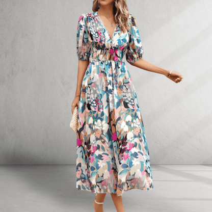 Midi Kleid - Blumendruck - elegante Gelegenheit 0