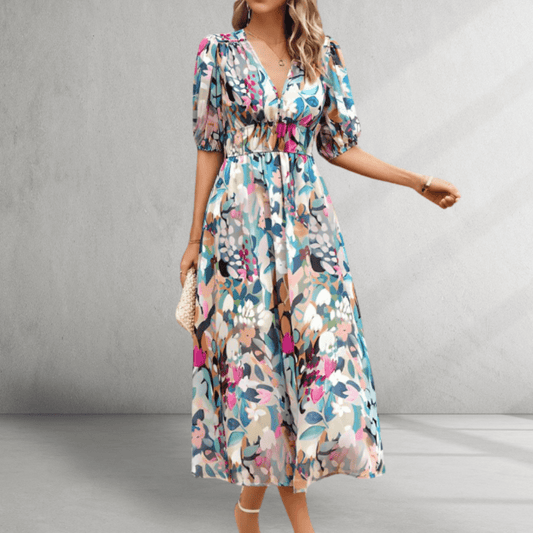 Midi Kleid - Blumendruck - elegante Gelegenheit 0