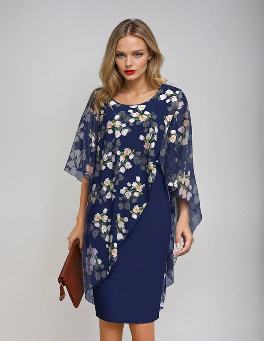 Overlay -Scheidekleid - Blumenchiffonschicht - elegante Anlässe 0