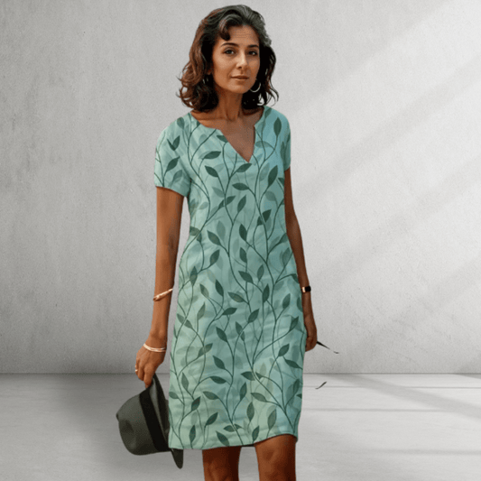 Schichtkleid - Blattdruck - lässiger alltäglicher Look 0